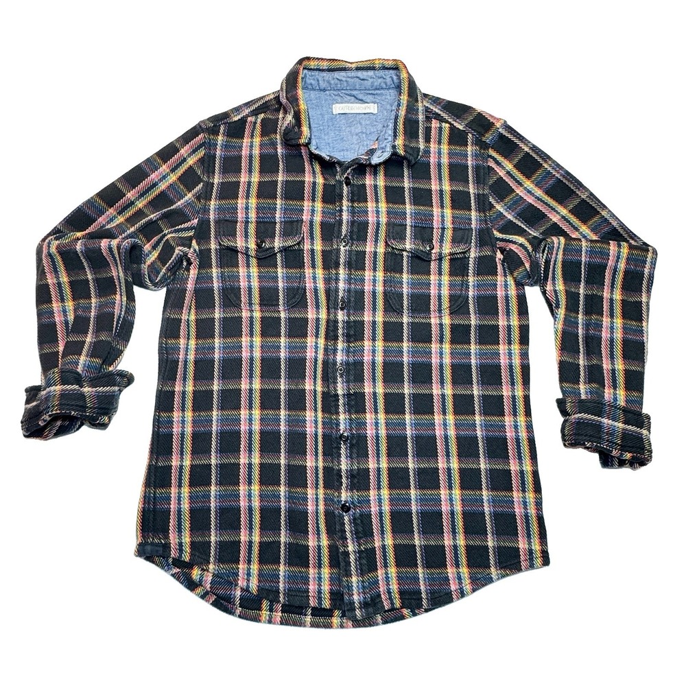 Outerknown Blanket Shirt Men's M Rainbow Multicolor Plaid Heavyweight Overshirt